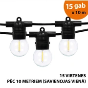 Āra virtene Led lampiņas 150 m Glow melna krāsa