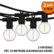Āra virtene Led lampiņas 20 m Perl melnā krāsā