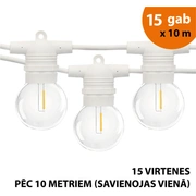 Āra virtene Led lampiņas 150 m Glow balta krāsa