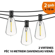 Āra virtene Led lampiņas 20 m Retro