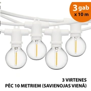 Āra virtene Led lampiņas 30 m Perl baltā krāsā