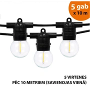Āra virtene Led lampiņas 50 m Glow melna krāsa