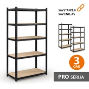 Noliktavas plaukts 180X90X40 Pro Melnā krāsā 3 gab.