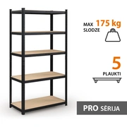 Noliktavas plaukts 180X90X40 Pro Melnā krāsā