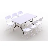 Saliekamo mēbeļu komplekts Galds 150 balts, 6 krēsli Eiropa balti