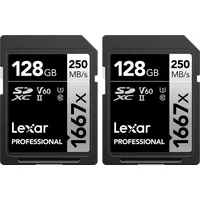 Lexar Pro 1667X Sdxc Uhs-Ii U3 V60 R250/W120 128G - 2Pack Lsd1667128G-B2Nng Atmiņas karte