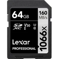 Lexar Pro 1066X Sdxc U3 V30 Uhs-I R160/W70 64Gb Lsd1066064G-Bnnng Atmiņas karte