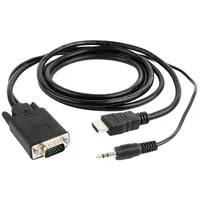 Gembird A-Hdmi-Vga-03-6 video cable adapter 1.8 m Hdmi Type A Standard Vga D-Sub  3.5Mm Black Adapteris