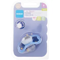 Mam Air Night Silicone Pacifier 6M Hippo 1Pc  Knupis