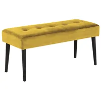 Evelekt Bench Glory 38X95Xh45Cm, fabric yellow, tuftings, metal legs powder coated, rough matt black  Sols