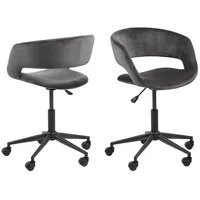 Evelekt Desk chair Grace 65X64Xh87Cm, seat and back velvet, color dark grey, leg black, castors soft  Ofisa krēsls