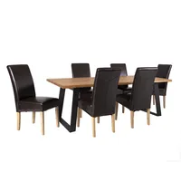 Evelekt Rotterdam with 6-Chairs Natural Rustic Oak  Galds ar krēsliem