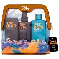 Piz Buin Travel Bag Allergy Sun Sensitive Skin Face Cream Spf50 50 ml  Tan Protect Intensifying Oil Spray Spf30 150 After Moisturising Lotion 200 Sauļošanās krēms sejai
