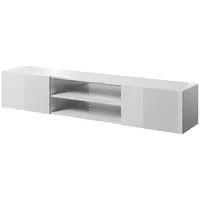 Cama Meble Rtv cabinet Slide 200K 200X40X37 cm all glossy white Bi Tv galdiņš