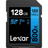 Lexar Professional 800X Sdxc Uhs-I Cards, C10 V10 U3, R120/45Mb 128Gb Lsd0800128G-Bnnng Atmiņas karte