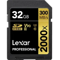 Lexar Pro 2000X Sdhc/Sdxc Uhs-Ii U3V90 R300/W260 W/O Cardreader 32Gb Lsd2000032G-Bnnng Atmiņas karte
