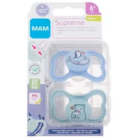 Mam Supreme Silicone Pacifier 6M Blue  Turquoise 2Pc Knupis