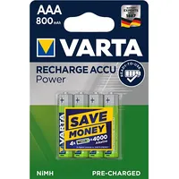 Varta Hr03 Aaa Recharge Accu Power 800 mAh 56703 Rechargeable batteries 4 pcs Green 56703101404 Akumulatoru komplekts