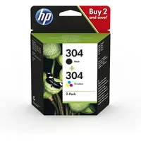 Hp 304 2-Pack Black/Tri-Color Original Ink Cartridges 3Jb05Ae Tintes kasetnes komplekts