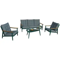 Evelekt Dārza mēbeļu komplekts Cavine galds, dīvāns un 2 atzveltnes krēsli, zaļš  Mēbeļu