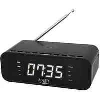 Adler Alarm Clock with Wireless Charger Ad 1192B Aux in, Black, function  Mūzikas centrs