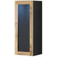 Cama Meble cabinet Vigo 90 glass 90/35/32 black/wotan oak Vigowit90 Cz/W Vitrīna