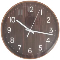 Evelekt Wall clock Woody D30Cm, dark wood texture