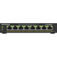 Netgear 8-Port Gigabit Ethernet Poe Plus Switch Gs308Ep Managed L2/L3 10/100/1000 Power over Black Gs308Ep-100Pes Komutators