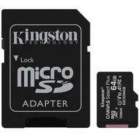 Kingston Memory Micro Sdxc 64Gb Uhs-I/W/Adapter Sdcs2/64Gb Atmiņas karte