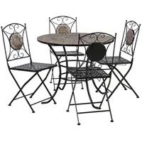 Evelekt Garden furniture set Mosaic table and 4 chairs 38665, metal frame, color black  Mēbeļu komplekts