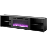 Cama Meble Rtv cabinet Polo 200X33X50.5 black  fireplace 205026 Tv galdiņš