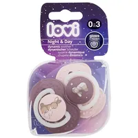 Lovi Night  Day Dynamic Soother Girl 0-3M 2Pc Knupis