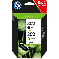 Hp 302 2-Pack Black/Tri-Color Original Ink Cartridges X4D37Ae Tintes kasetnes komplekts
