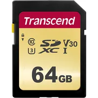 Transcend Gold 500S Sd Uhs-I U3, Mlc V30 R95/W60 64Gb Ts64Gsdc500S Atmiņas karte