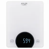Adler Kitchen Scale Ad 3173W Maximum weight Capacity 10 kg, Graduation 1 g, Display type Led, White  Svari