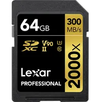 Lexar Pro 2000X Sdhc/Sdxc Uhs-Ii U3V90 R300/W260 W/O Cardreader 64Gb Lsd2000064G-Bnnng Atmiņas karte