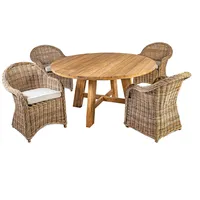 Evelekt Garden furniture set Katalina table and 4 chairs 42052 D150Xh78Cm, material recycled teak wood, color natur  Mēbeļu komplekts