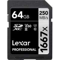 Lexar Pro 1667X Sdxc Uhs-Ii U3 V60 R250/W120 64Gb Lsd64Gcb1667 Atmiņas karte