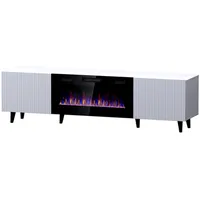 Cama Meble Rtv cabinet Pafos Ef with electric fireplace 180X42X49 cm white matt RtvK Bi Tv galdiņš