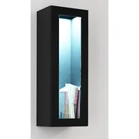 Cama Meble Cabinet Vigo 90 glass 90/35/32 black/black gloss Wig90 cz/c Vitrīna