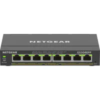Netgear 8-Port Gigabit Ethernet High-Power Poe Plus Switch Gs308Epp Black Gs308Epp-100Pes Komutators
