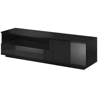 Cama Meble Tv cabinet Muza 138/40/41 black/black gloss Cz/Cz galdiņš