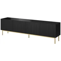 Cama Meble Pafos Rtv cabinet on golden steel frame 200X40X60 cm matte black Tv2S Cz Tv galdiņš
