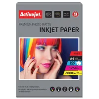 Activejet  Ap4-125M100 matte photo paper for ink printers A4 100 pcs Fotopapīrs