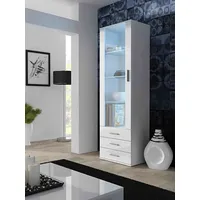 Cama Meble display cabinet Soho S1 white/white gloss Sohowits1 Bi/Bi Vitrīna