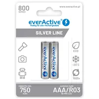 Everactive Rechargeable batteries Ni-Mh R03 Aaa 800 mAh Silver Line - 2 pieces Evhrl03-800 Akumulatoru komplekts