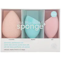 Real Techniques Poreless Perfection Kit Miracle Cleanse Sponge  Airblend Powder Aplikators