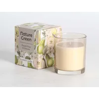 Evelekt Scented candle in glass Nature Green H9,5Cm, French Pear  Freesia