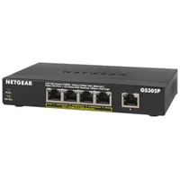 Netgear Gs305Pv2 Unmanaged Gigabit Ethernet 10/100/1000 Power over Poe Black Gs305P-200Pes Komutators