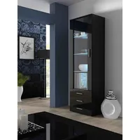 Cama Meble display cabinet Soho S1 black/black gloss Sohowits1 Cz/Cz Vitrīna